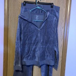 Gray Velour Jogging Suit